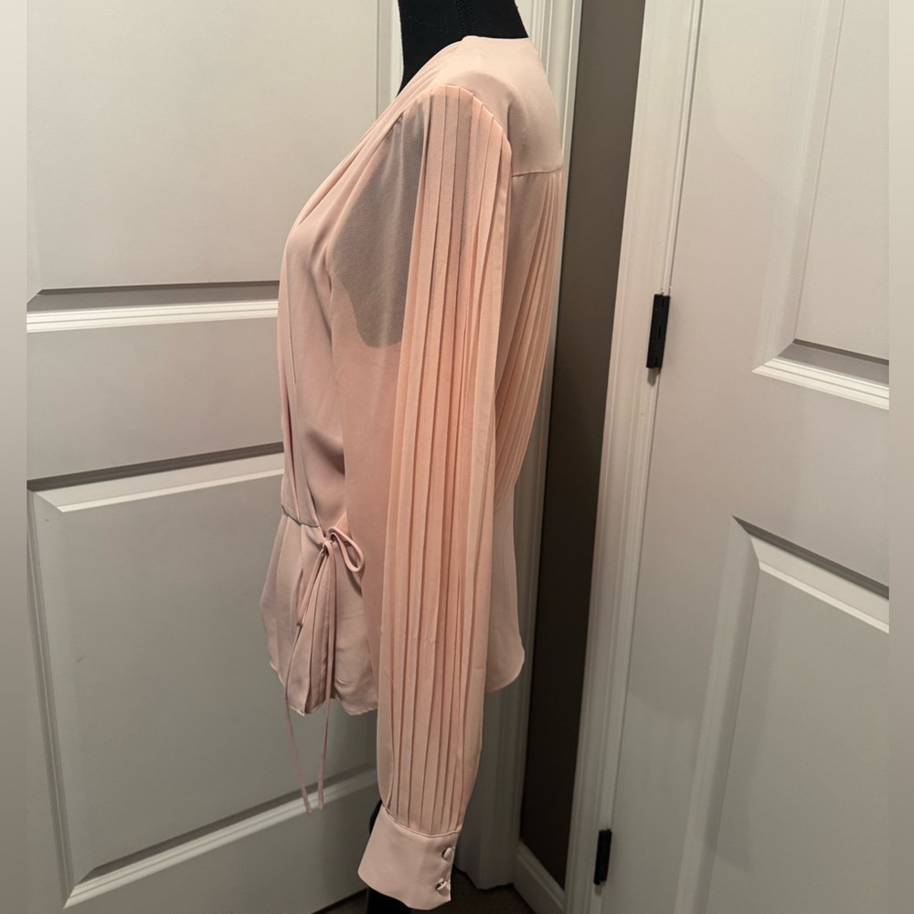 White House Black Market Pink Wrap Blouse - Picture 2 of 6